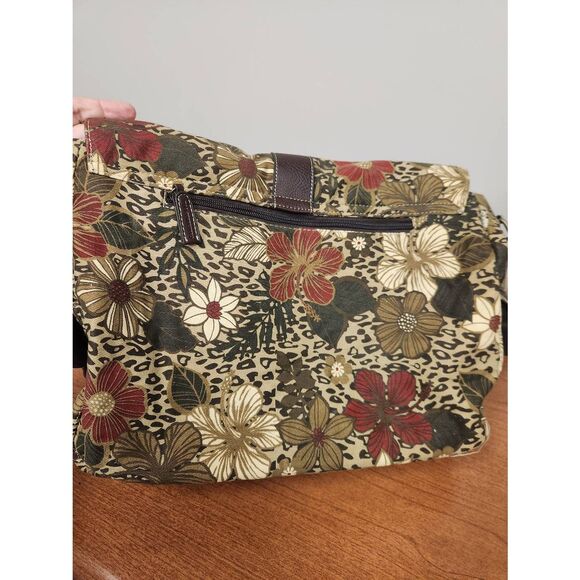 Caribbean Joe Messanger bag with Canvas Exterior. Floral pattern - Picture 6 of 8